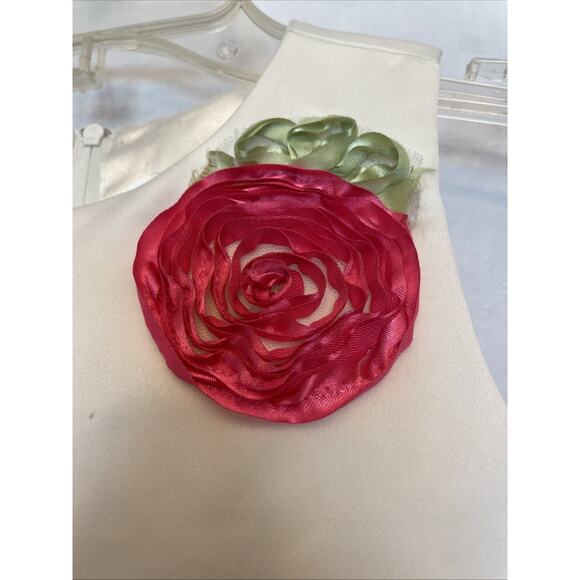 American Princess Size 5 Formal Dress Cream Hot Pink Rosettes Dbl Crinolines EUC - Picture 2 of 12